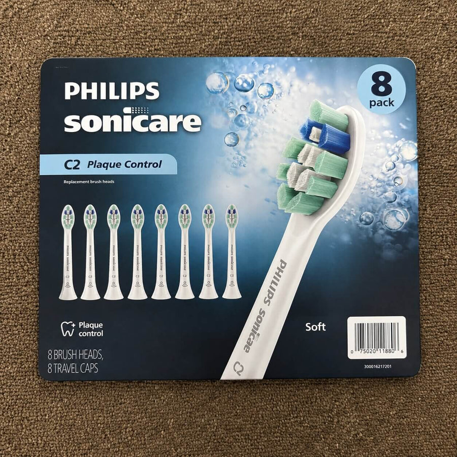 Philips Sonicare C2 Plaque Control Replacement Brush Heads – 8 Pack, Soft, White