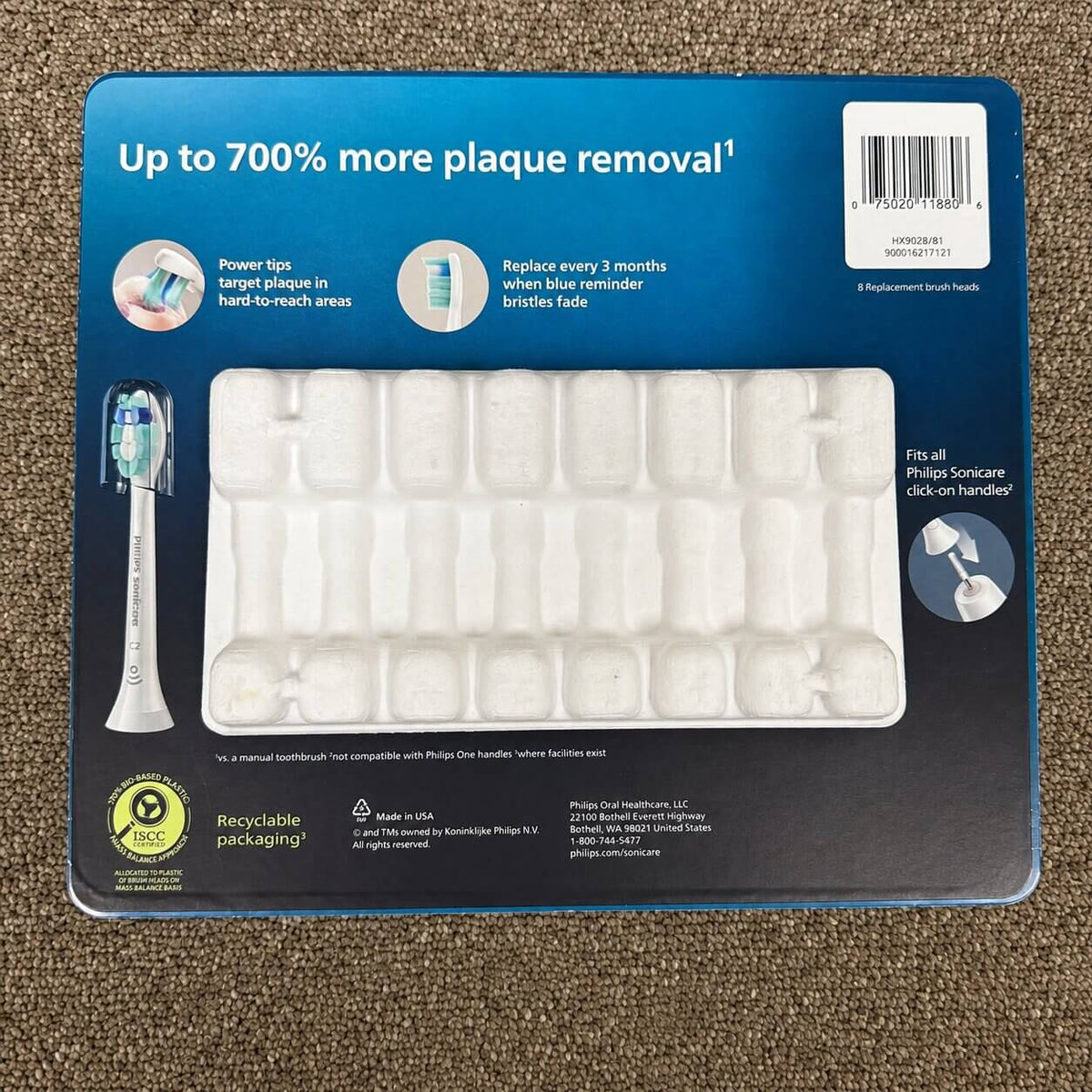 Philips Sonicare C2 Plaque Control Replacement Brush Heads – 8 Pack, Soft, White