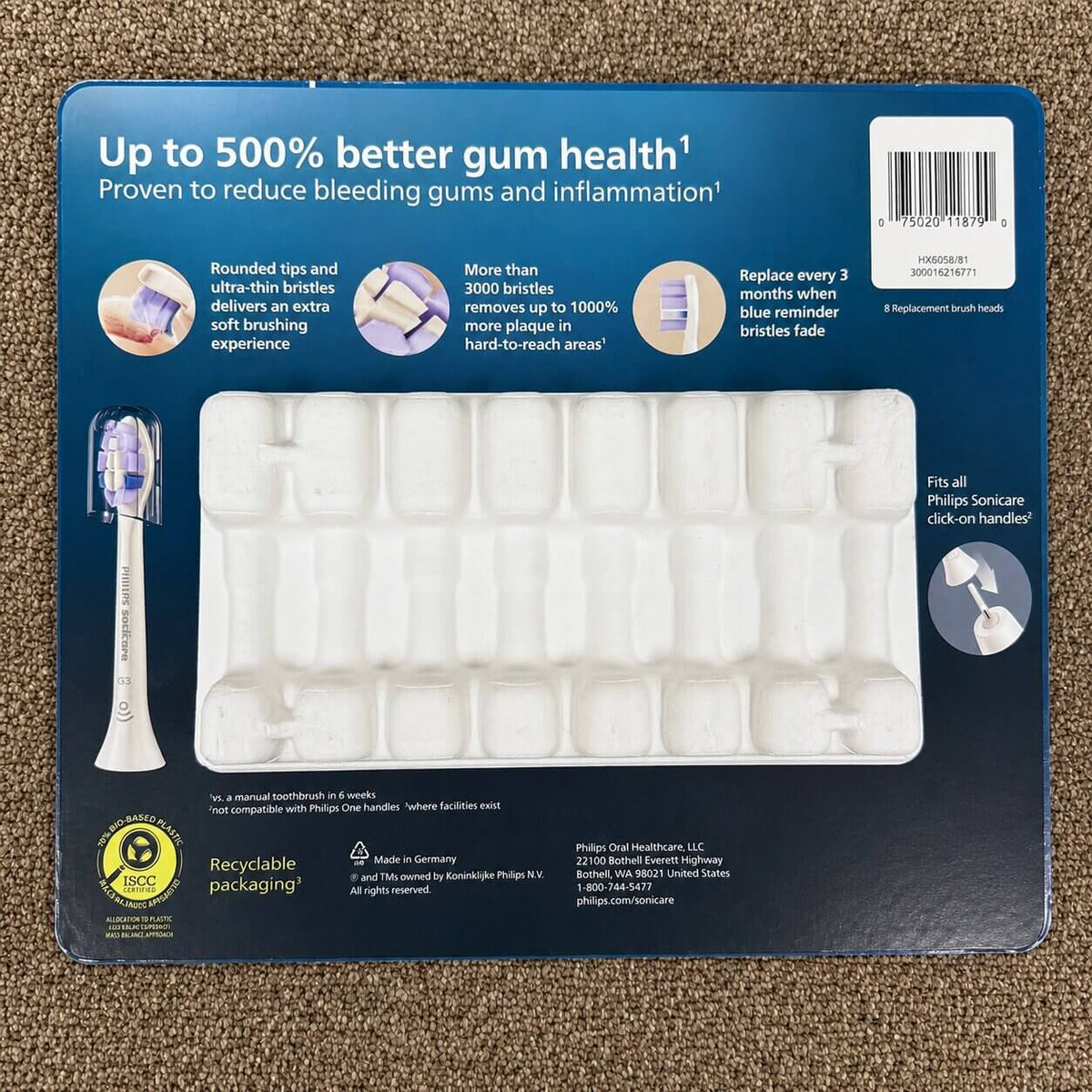 Philips Sonicare Gentle Clean 8-Pack Replacement Brush Heads — HX6058/81