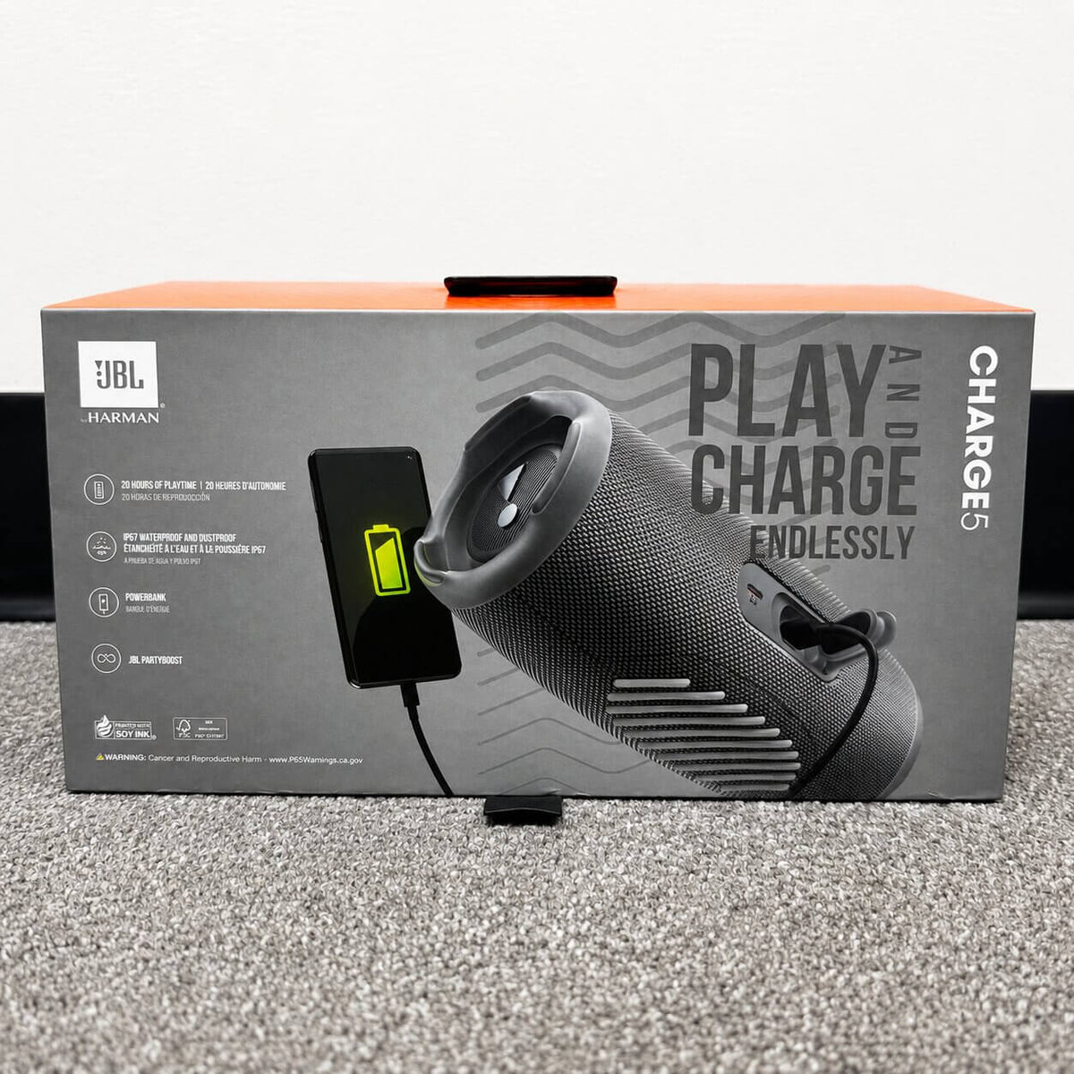 JBL Charge 5 Portable Waterproof Bluetooth Speaker with Powerbank - Grey
