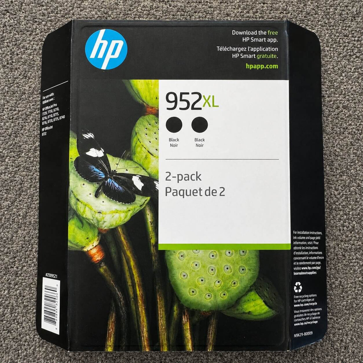 HP 952XL High Yield Black Original Ink Cartridges — 2-Pack