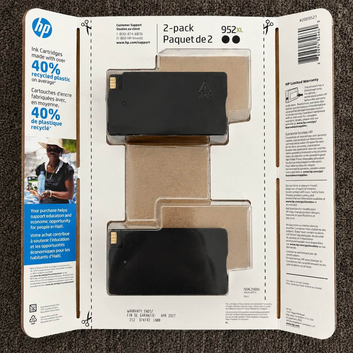 HP 952XL High Yield Black Original Ink Cartridges — 2-Pack