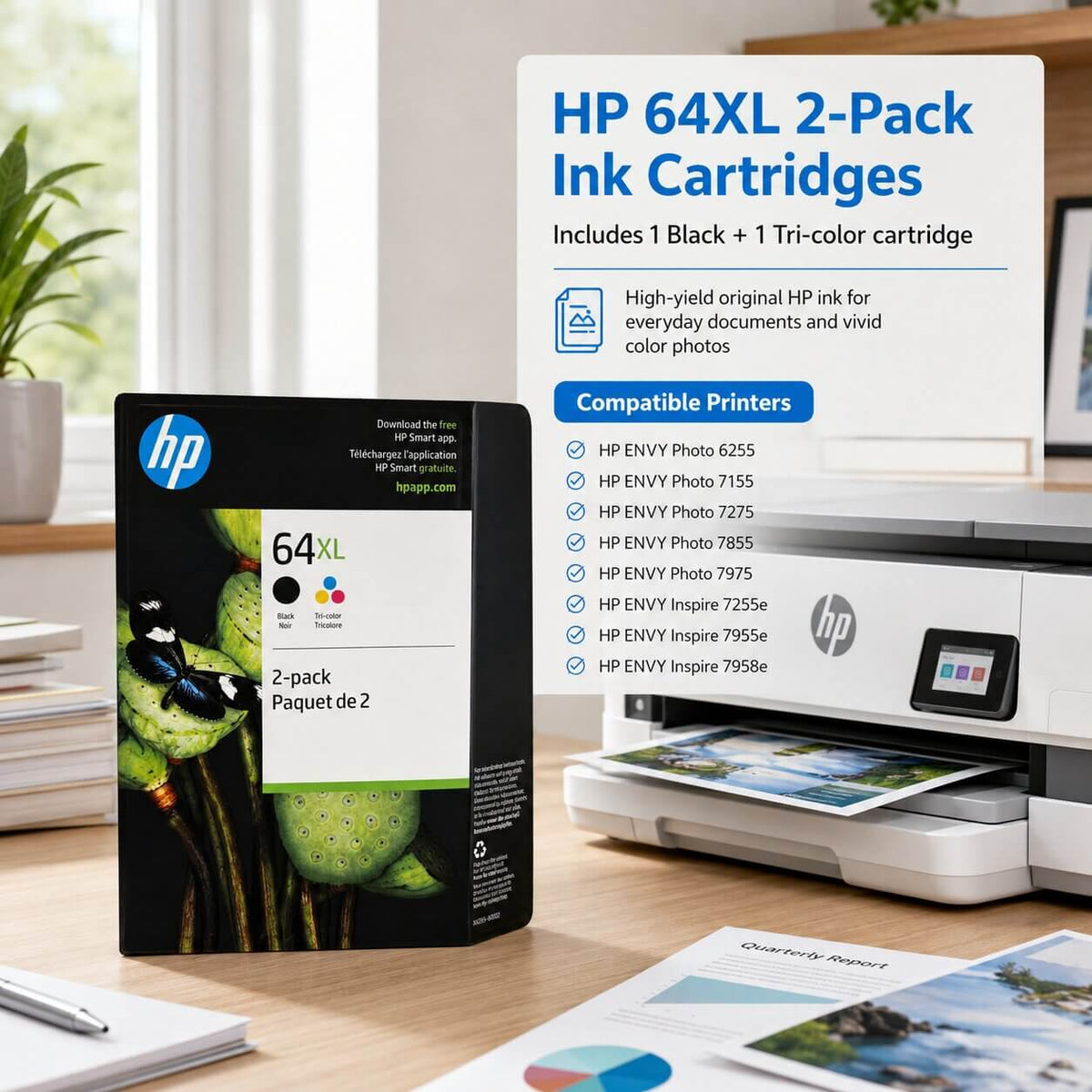 HP 64XL High Yield Original Ink Cartridges 2-Pack