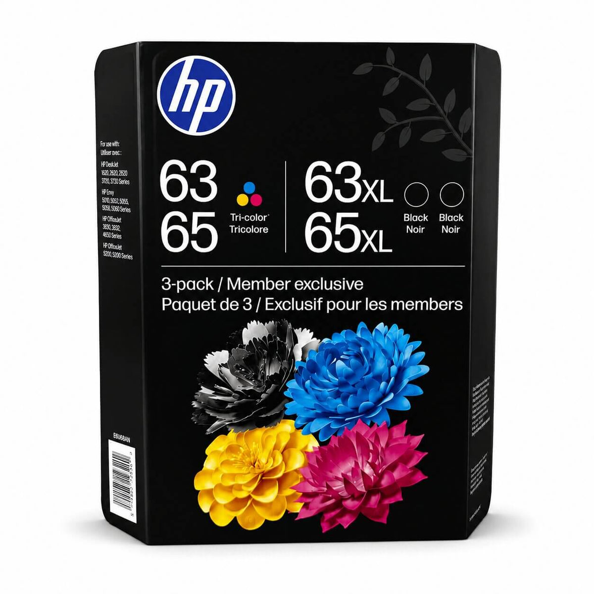 HP 63/65 Color + XL Black Original Ink Cartridge 3-Pack