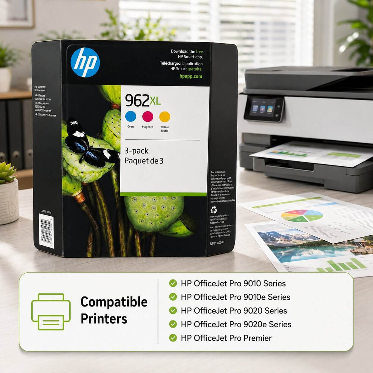 HP 962XL High Yield 3 Pack Cyan/Magenta/Yellow Original Ink