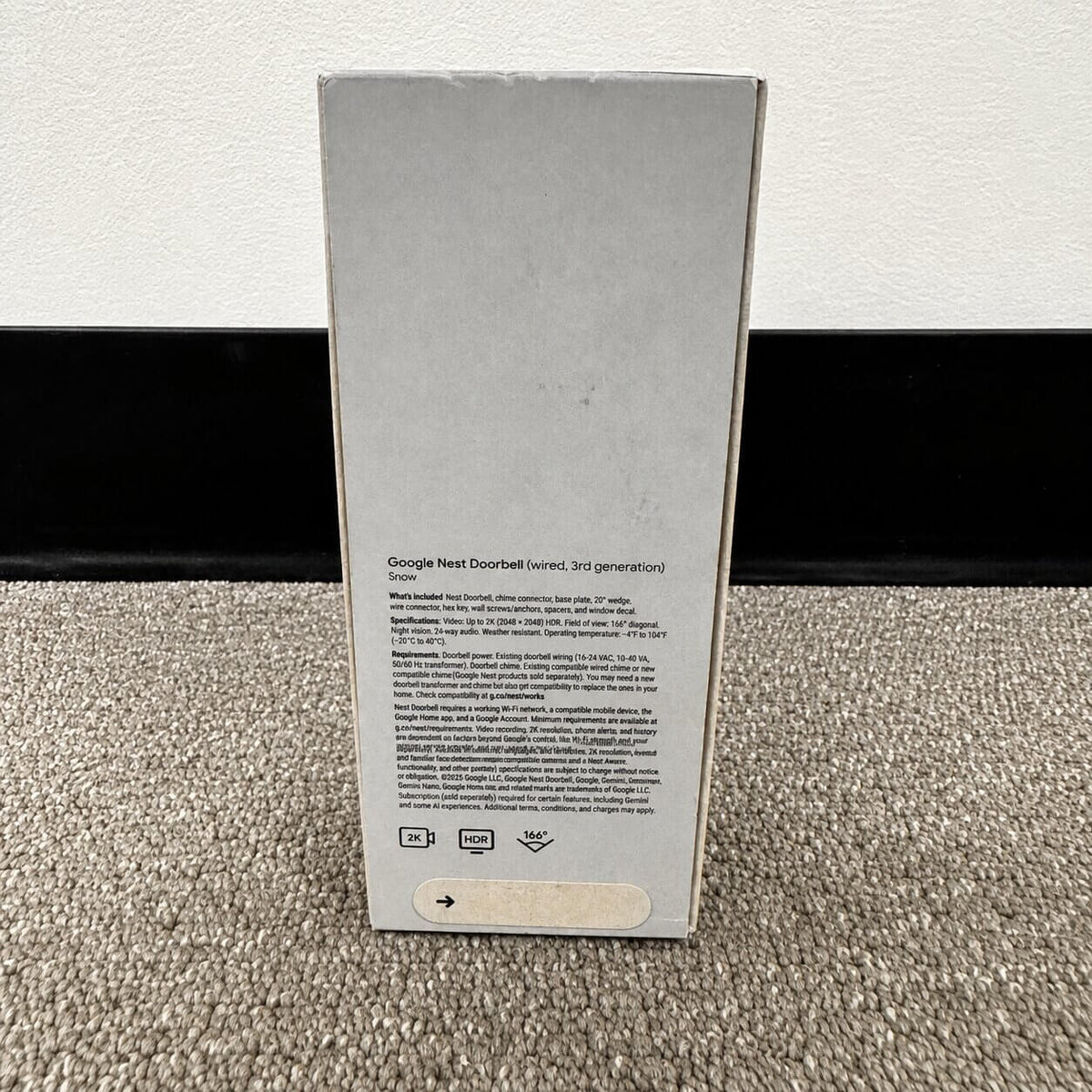 Google Nest Doorbell (Wired, 3rd Gen) – Snow