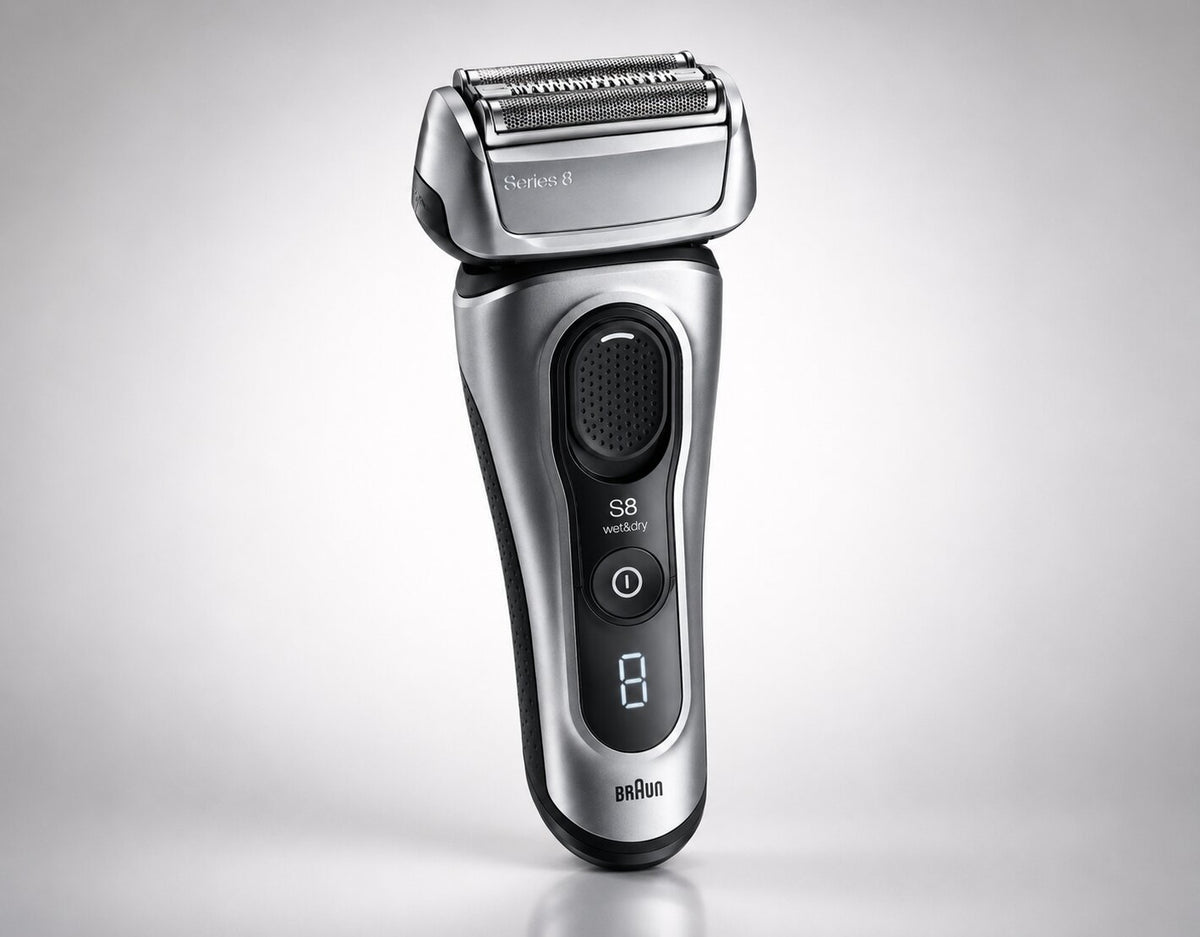 Braun Series 8 electric shaver adapting to facial contours for a comfortable shave