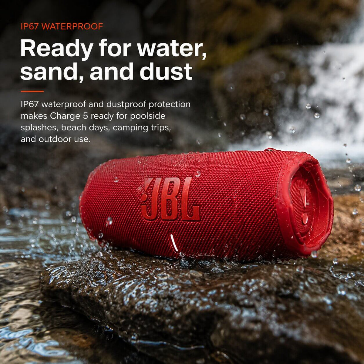 JBL Charge 5 red IP67 waterproof and dustproof portable speaker