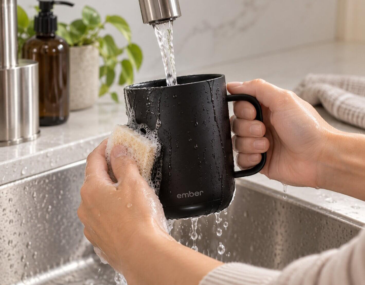 Ember Mug 2 Black being safely hand washed