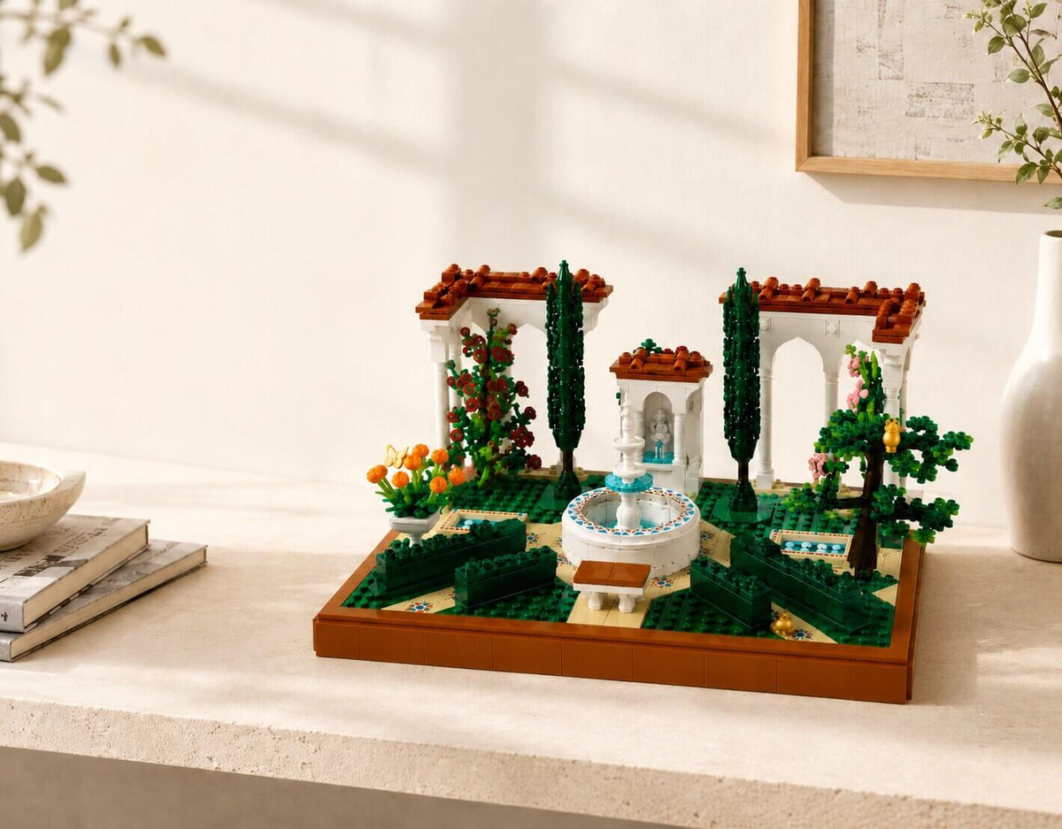 LEGO Fountain Garden 10359 displayed as a detailed decorative garden