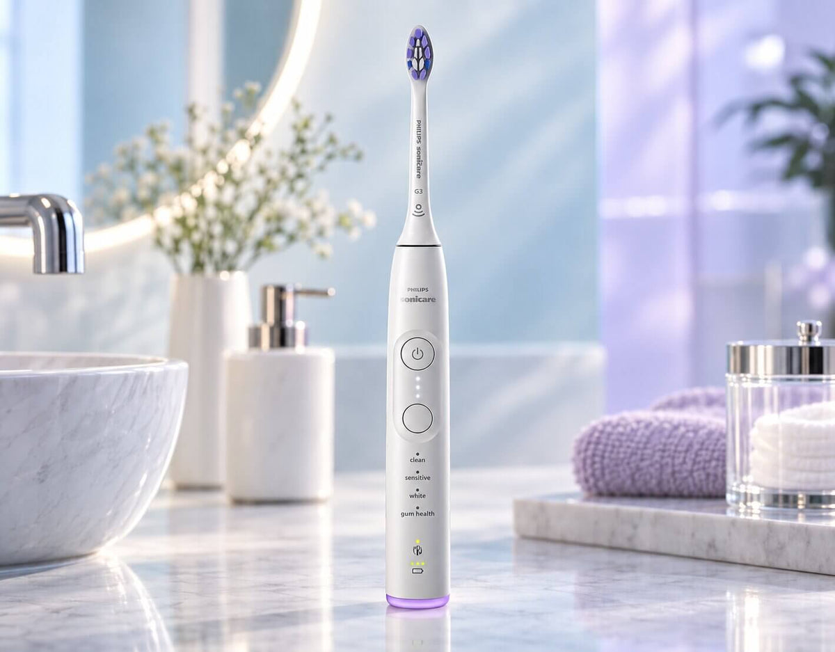 Philips Sonicare Supreme Clean handle displaying four brushing modes and three intensity settings