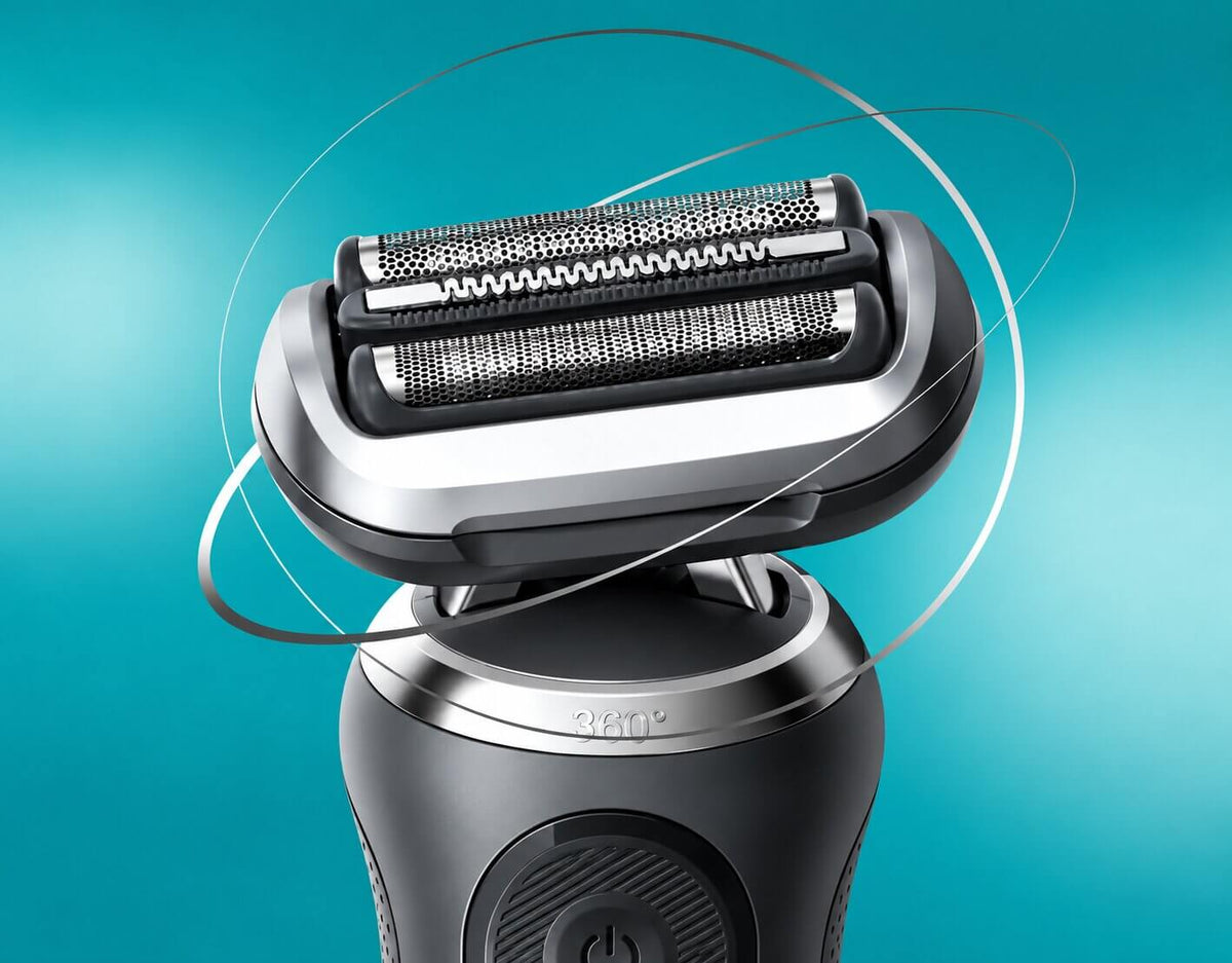 Braun Series 7 7120s electric razor displaying three selectable shaving modes