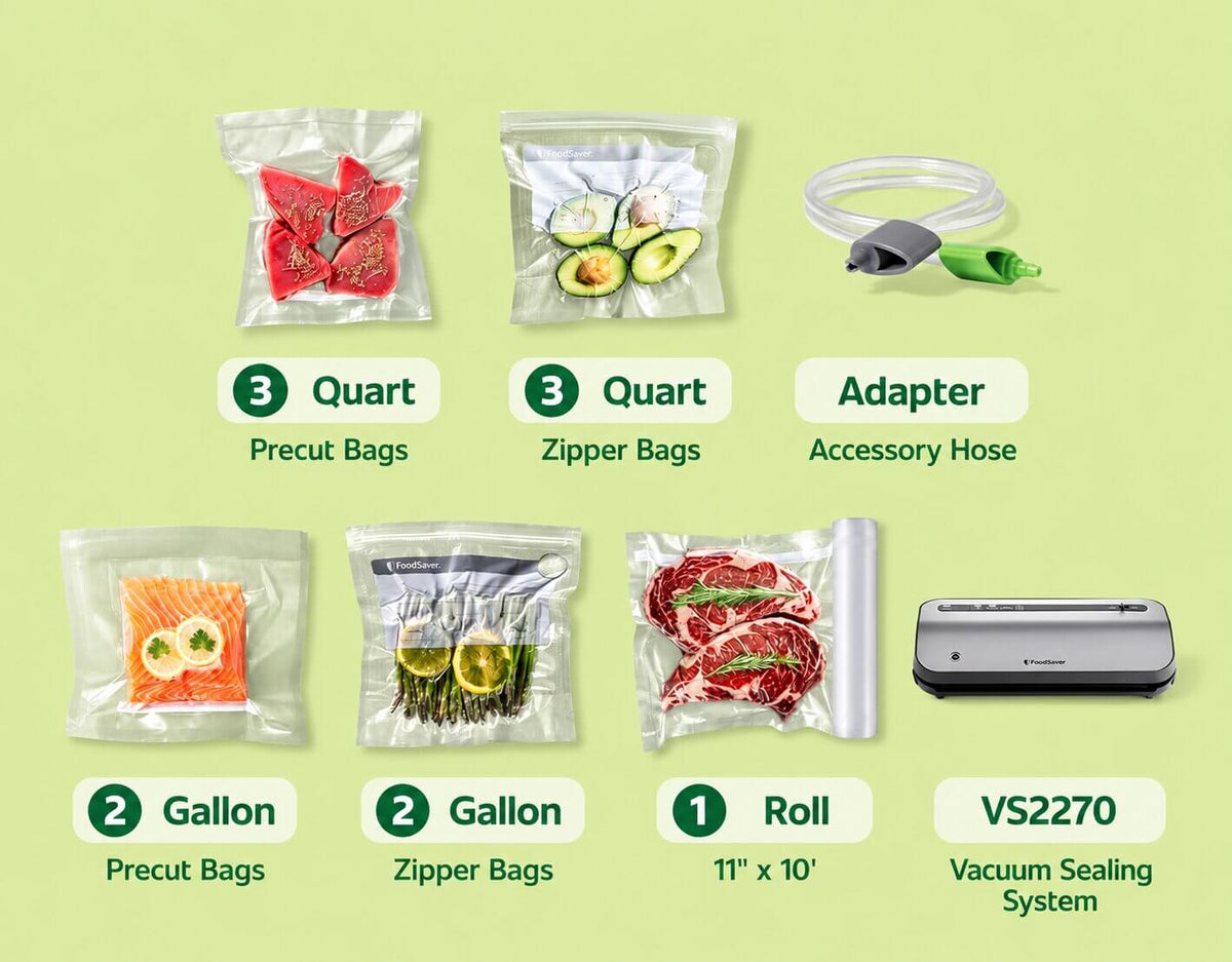 FoodSaver Preserve VS2270 creating a custom-size vacuum bag with built-in roll and cutter