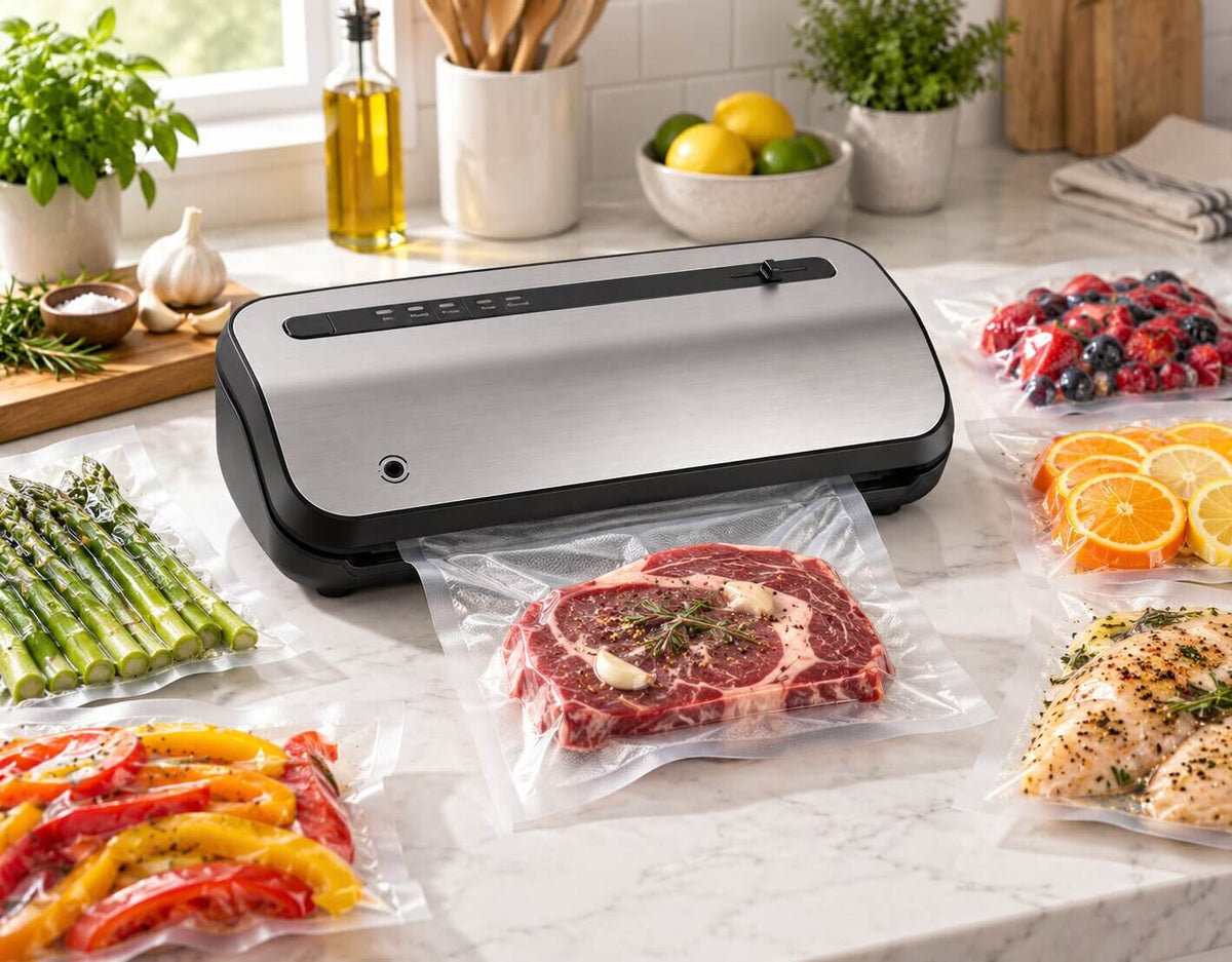 FoodSaver Preserve VS2270 vacuum sealing fresh meat and vegetables for freezer storage