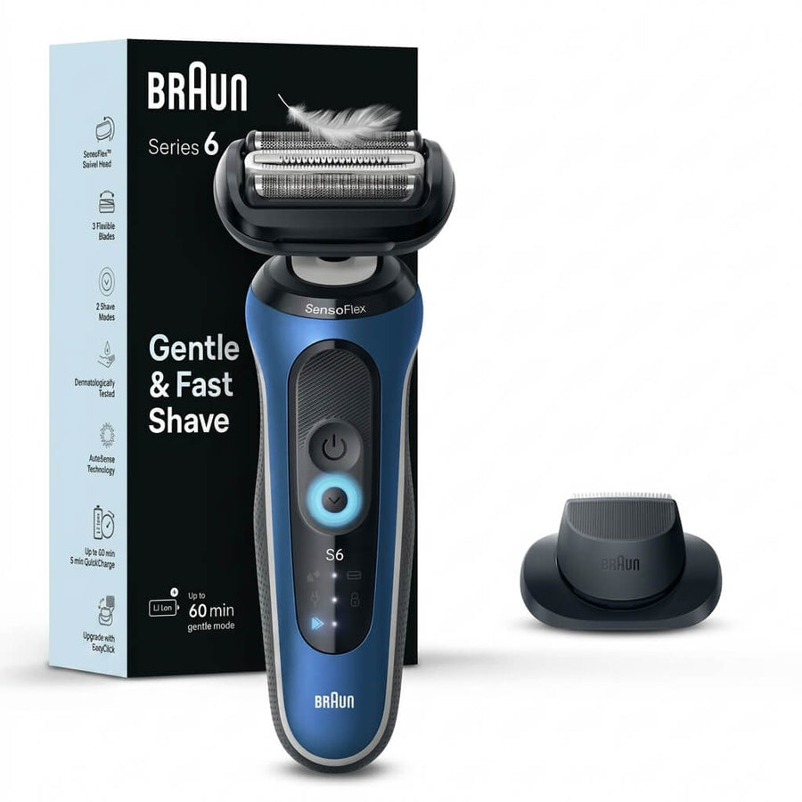 Braun Series 6 6120s Wet & Dry Electric Shaver with Precision Trimmer – Blue